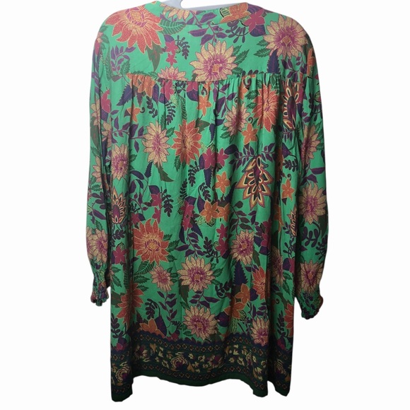 Natural Life Dara V Neck Mini Dress Sz L Colorful Floral Festival Cottagecore - Picture 4 of 8